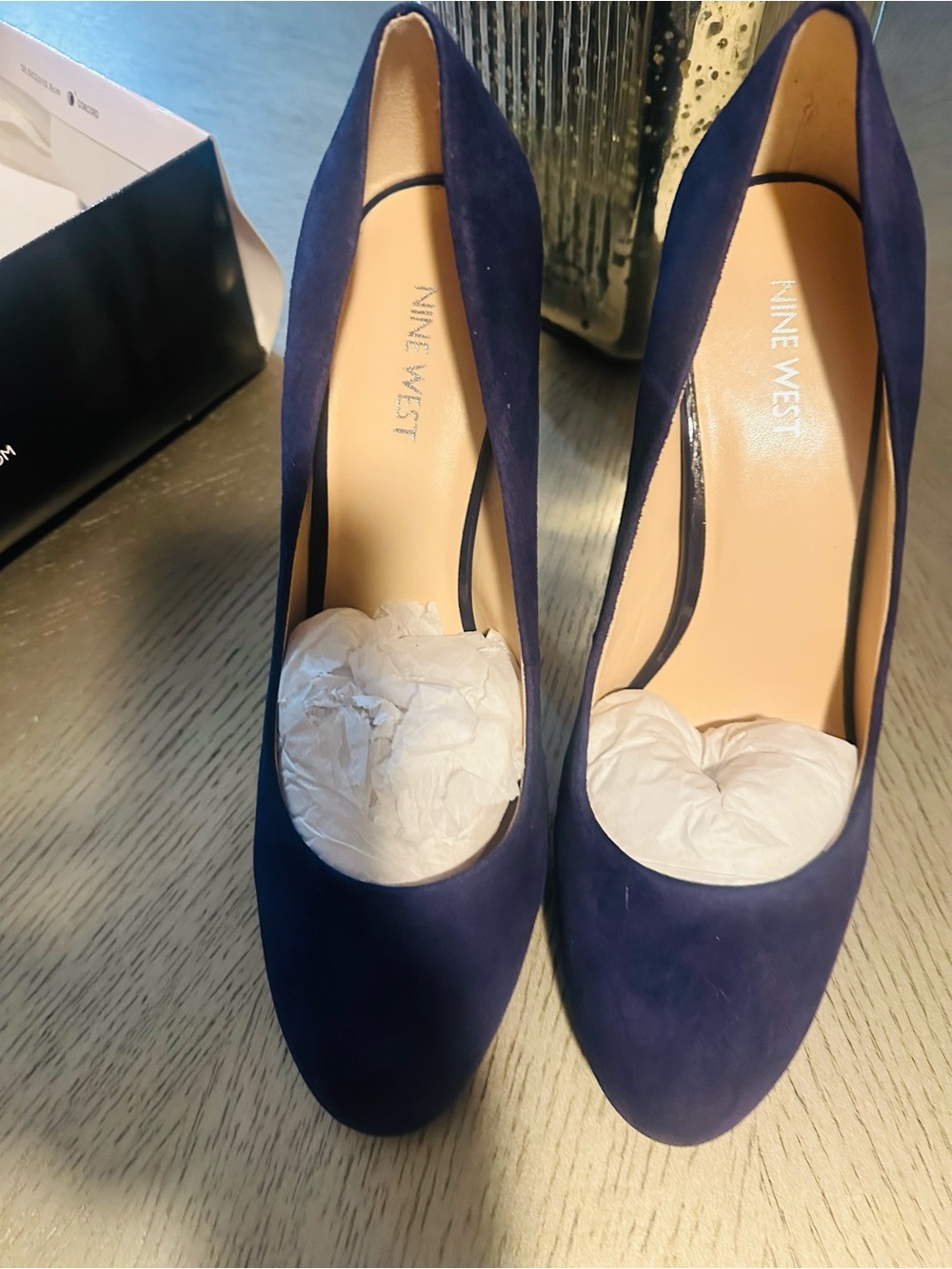 Nine West Navy Suede Classic Pointed Pumps